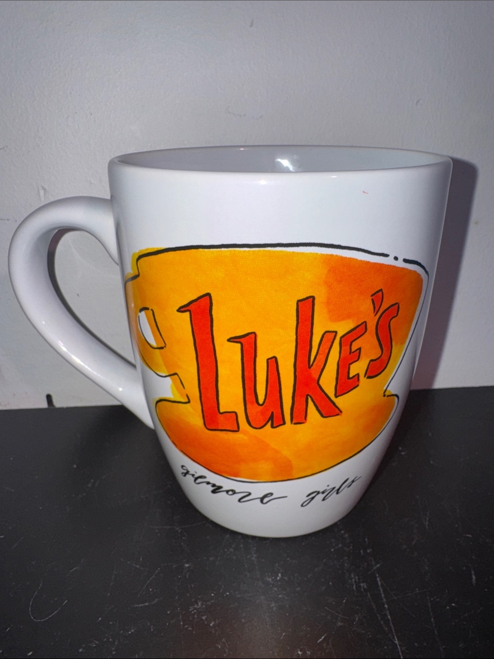 Branded White Ceramic Mug with Luke’s  Orange Logo